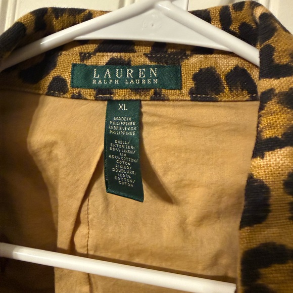 Lauren by Ralph Lauren Linen Leopard Print Button-Up Jacket size XL - Picture 3 of 11